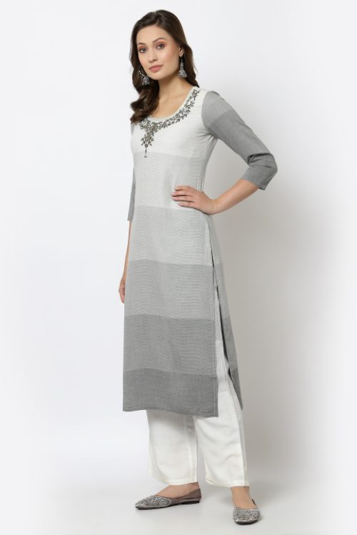 rayon self woven handwork kurta with bottom