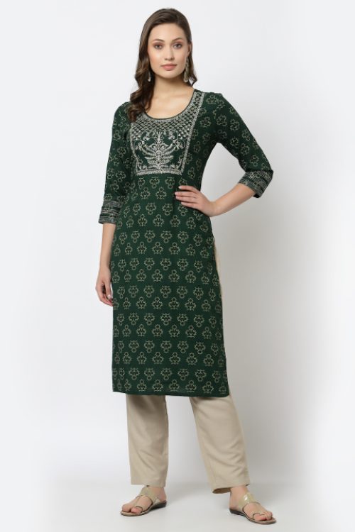 rayon embroiderd kurta with bottom