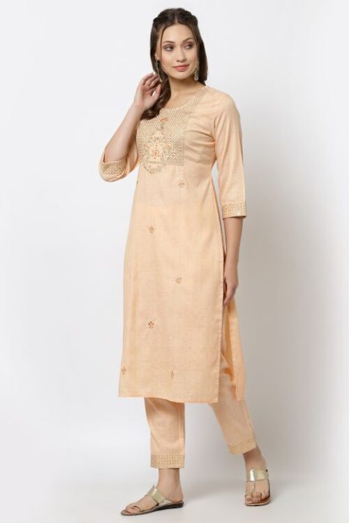 Rayon dobby embroidered kurta with rayon dobby pant