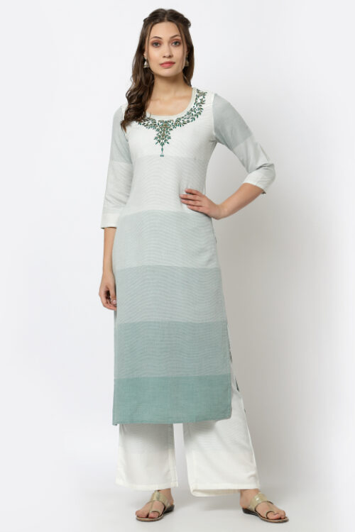 rayon self woven handwork kurta with bottom