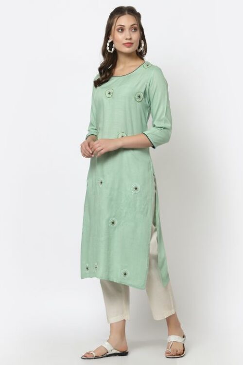 rayon embroidered kurta