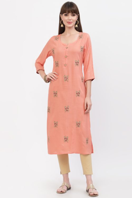 rayon embroidered kurta