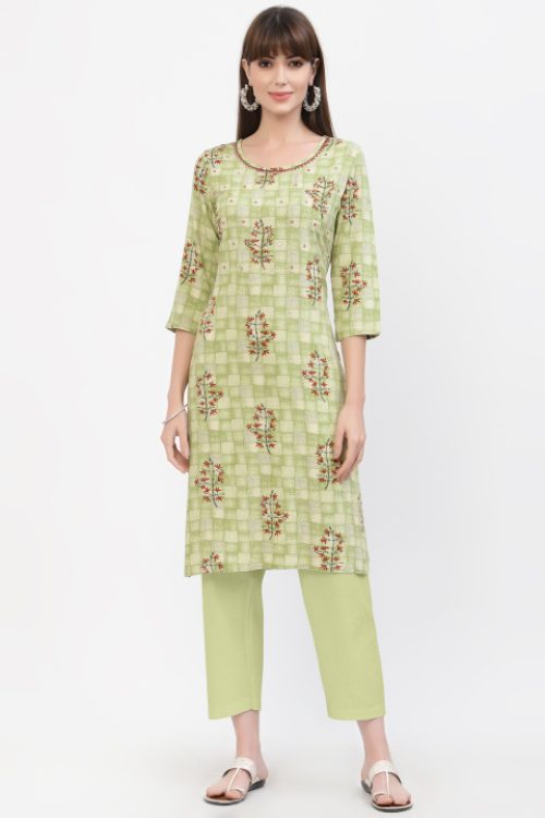 rayon printed handwork kurta