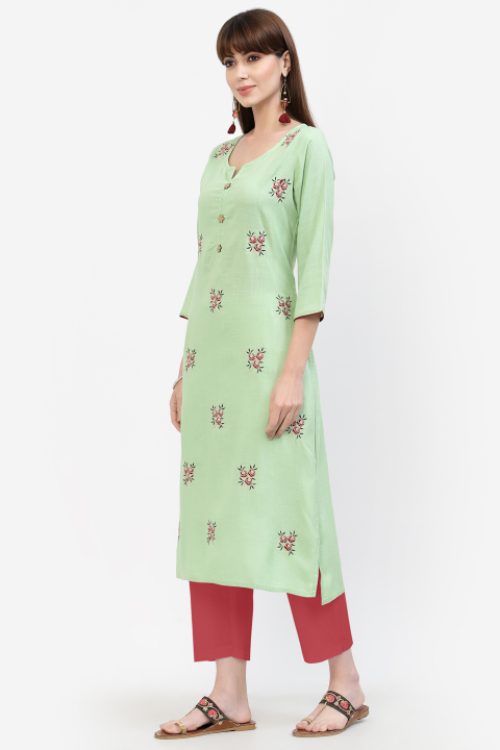 rayon embroidered kurta