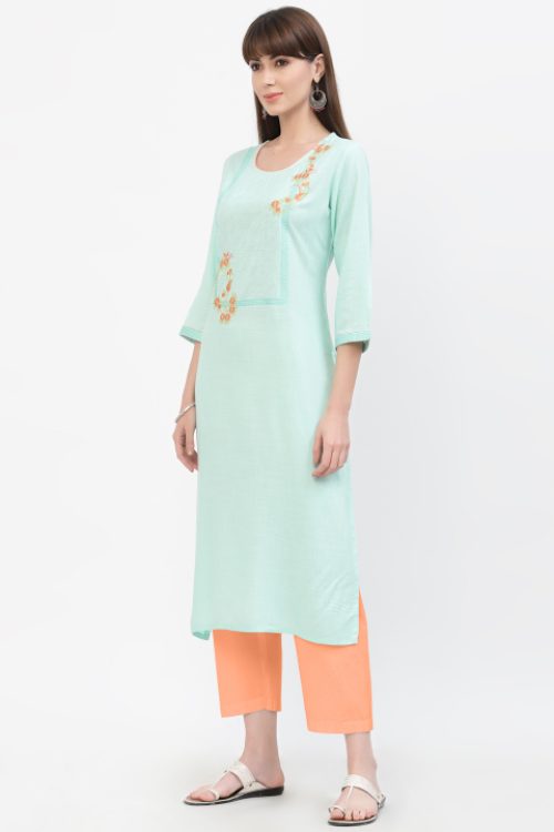 rayon embroidered kurta