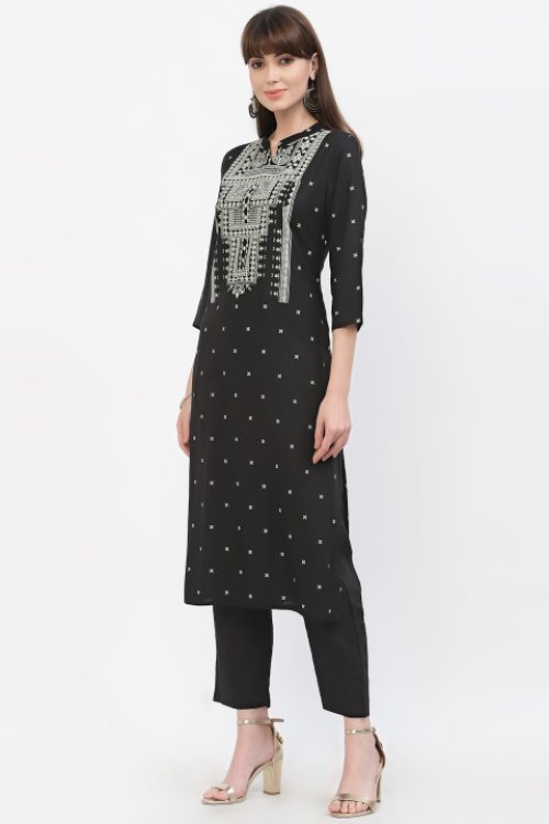 rayon printed kurta with handwork