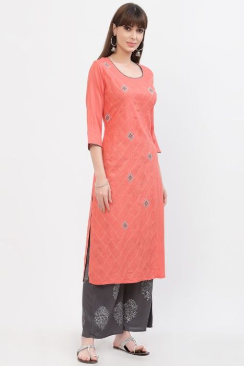 rayon embroidered kurta