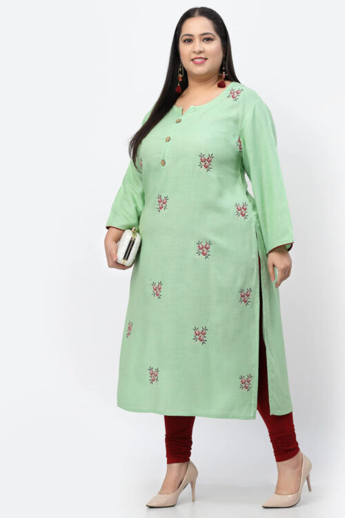 rayon embroidered plus size kurta